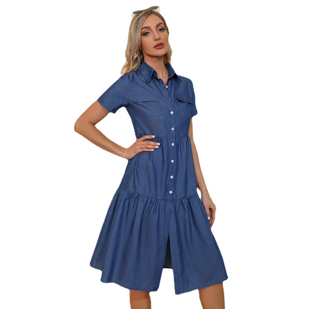 Women's shirt dress with button placket and voluminous skirt Caloria