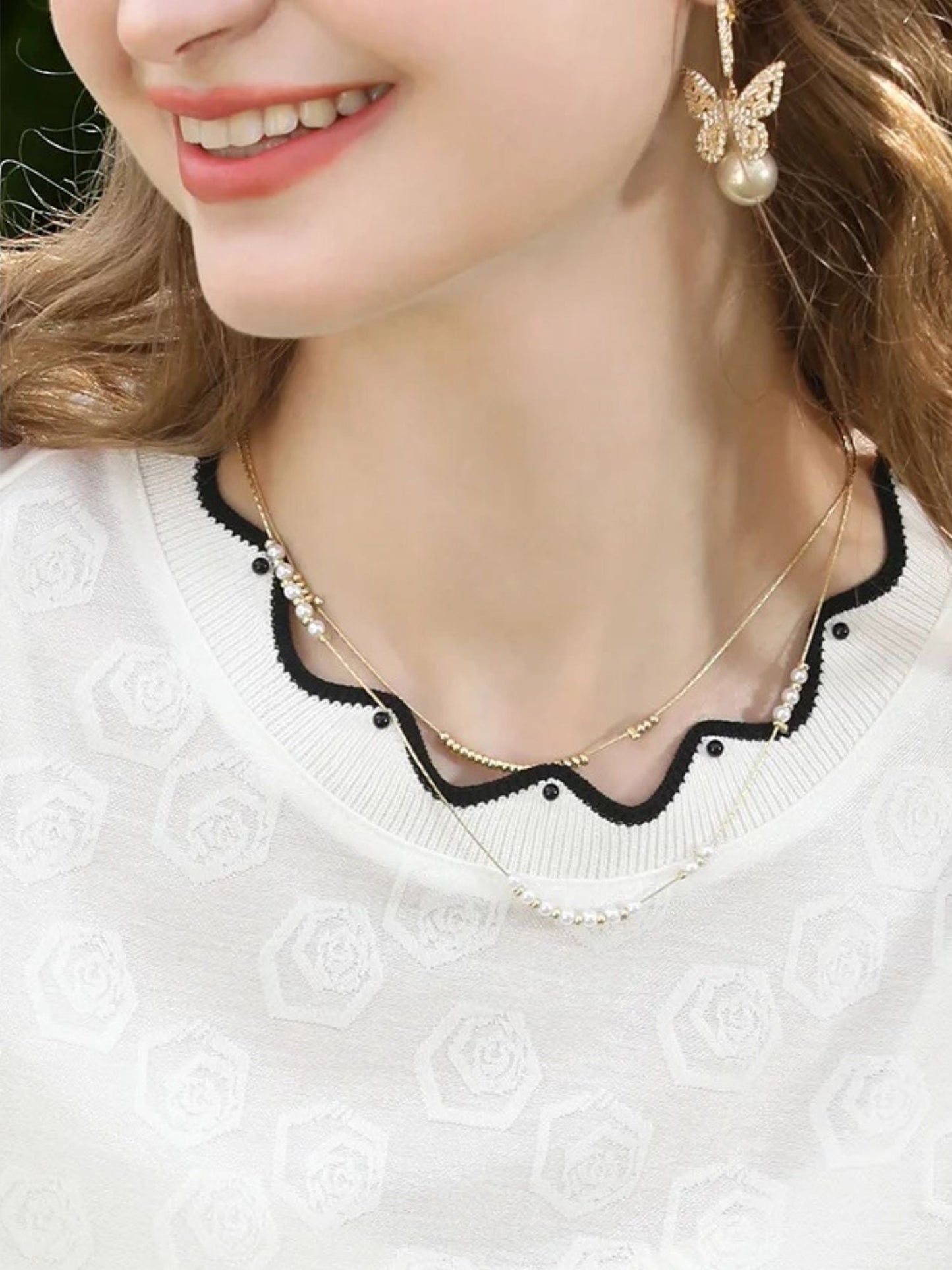 Short-Sleeve Embroidered Lace Blouse